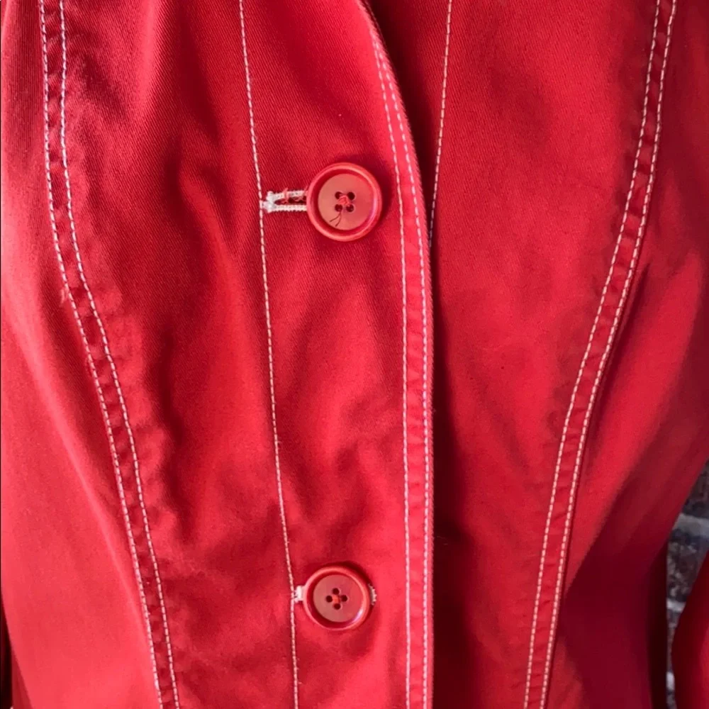 DKNY Bold Red /Orange Trench Coat - Picture 7 of 12